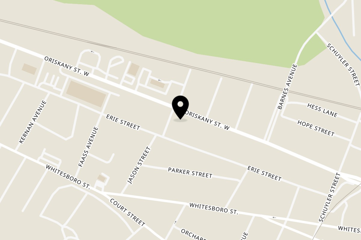 Map showing the location of Antico Focaccia on 1311 Oriskany St W in Utica